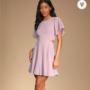 Lulu’s: Blissful Love Lilac Cutout Mini Skater Dress